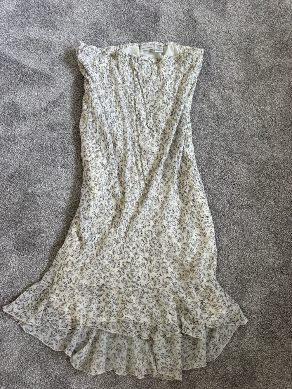 Newport News Cream Floral Print Dress with Black and Brown Accents